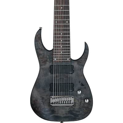 Ibanez RG Axe Design Lab RG9PBTGF 9-String Solid Body Electric Guitar with Macassar Ebony Fretboard, Right-Handed, Transparent Gray Flat image 1