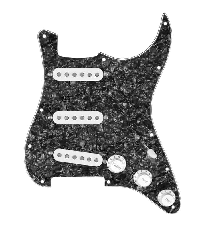 920D Texas Growler Loaded Pickguard 5 Way for Stratocasters Black Pearl / White image 1