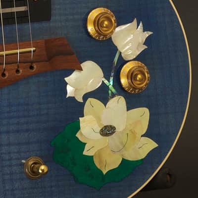 Asher "Lotus Flower" Inlay on Electro Hawaiian Model I 2005 trans blue nitro image 3