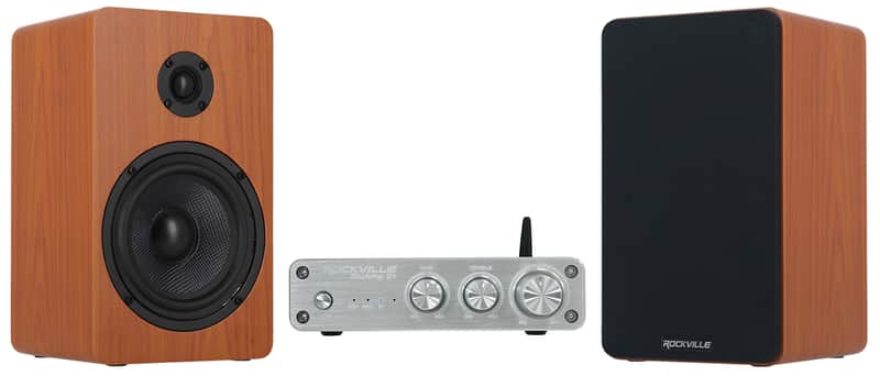 Rockville BLUAMP 21 Bluetooth Home Audio Receiver Amp+(2) 5.25" Wood Speakers image 1