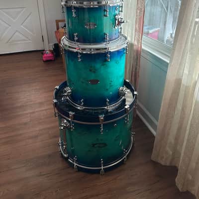 Parton Drum Works Mappa Burl over maple shells 12,13,16,22 image 1