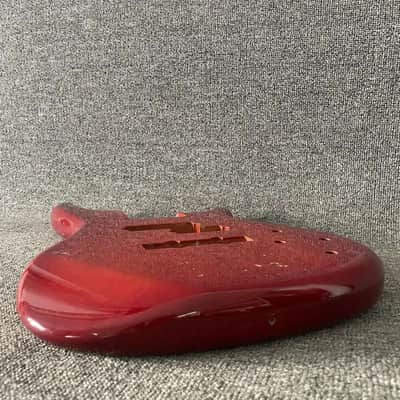 Transparent Red Basswood 5 String PJ Bass Body image 9