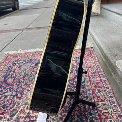 2005 MIK Epiphone EJ-200 EB “Jumbo” Acoustic Guitar ~ Shiny Gloss Ebony Finish, Mustache Bridge, Decorated Fretboard *SALE* image 22