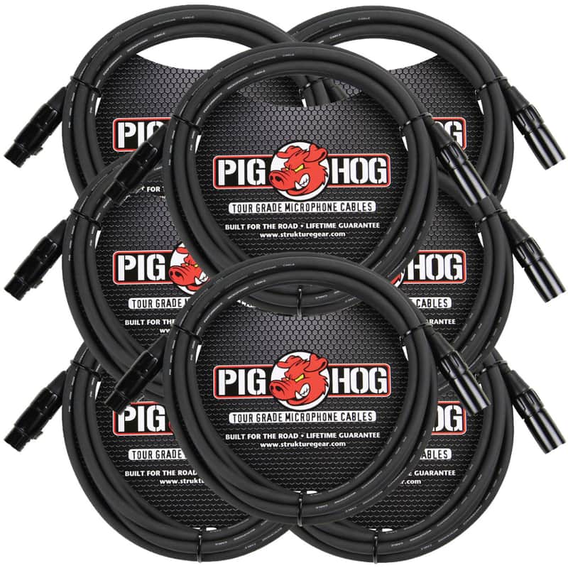 8 Pack Pig Hog PHM10 Tour-Grade XLR Male to Female Mic Cable - 10' image 1