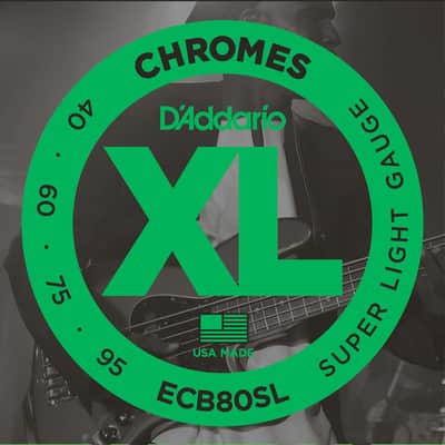 D'Addario ECB80SL Chromes Super Long Scale Bass Guitar Strings, Light Gauge