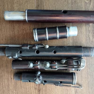 C. Peloubet Dark Wood & Silver 8-Key Antique Flute New York 19th century image 19