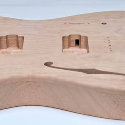Shepard Custom Guitars Custom Telecaster Body Semi-hollow Backroute Quilted Maple Top On 1pc Mahagony 2023 - Unfinished image 5