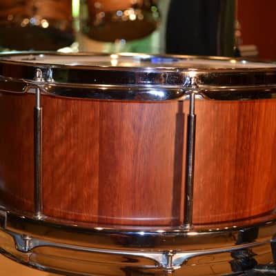 Sleishman 13" Rosegum Block Snare Drum - Full Free Floating Design - Block/Stave Rosegum Shell image 1
