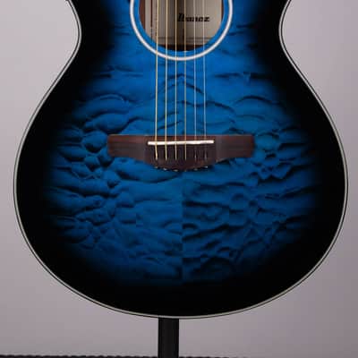 Ibanez AEWC16QA-TLH Acoustic-Electric Guitar – Transparent Blue Sunburst image 1