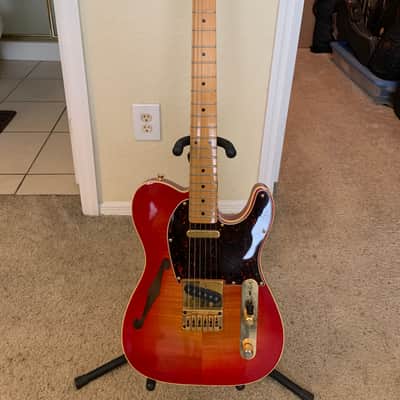 No Brand Name telecaster style semi hollow body 2000 - Red Sunburst image 1