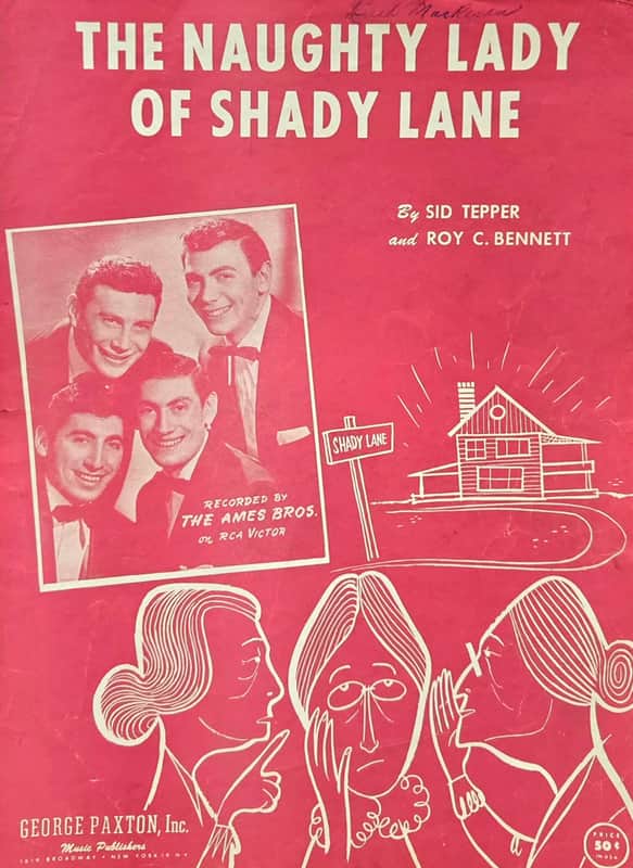 (VINTAGE/USED Sheet Music) The Naughty Lady of Shady Lane - Piano/Vocal/Guitar image 1