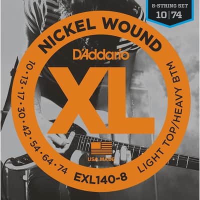 D'Addario EXL140-8 Nickel Wound 8-String Electric Guitar Strings, Light Top / Heavy Bottom Gauge
