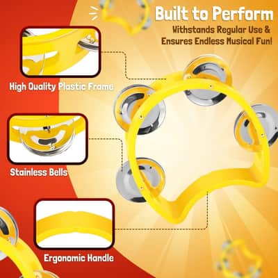 Tambourine Hand Bell Percussion Musical Instruments Set Of 2 | Reverb