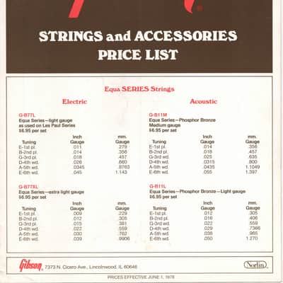 Gibson- Strings & Accessories Price List, 1978 image 1