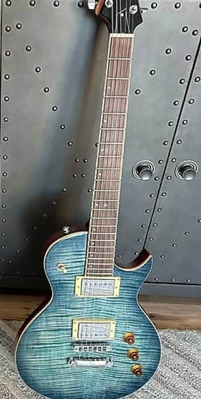 Mitchell MS470 Mahogany Body Electric Guitar Denim Blue Burst - Soft case included image 1