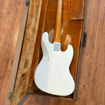 1961 Fender Jazz Bass Left-Handed Olympic White Nitro Refinish w/ Original Pickups & Case image 9