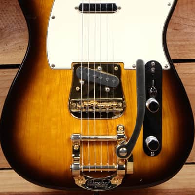 FENDER USA TELECASTER w/ BIGSBY! Tremolo Gold & Sunburst American Beauty 13415 image 6