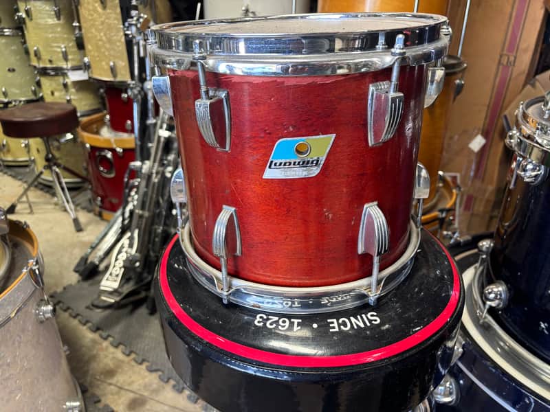 Ludwig Mahogany blew olive badge 10 inch Tom Drum image 1