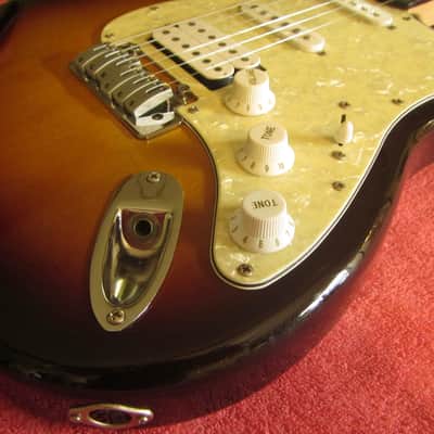 Optek Fretlight 400 Series strat-Style Electric guitar - 3 tone sunburst with cables image 18