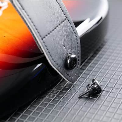 Black Yamaha Style End Pin Acoustic Electric Guitar Strap Buttons Screws Pads image 6