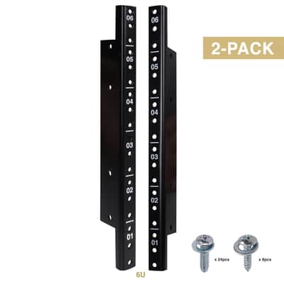 ST-RR-06U / ST-RR-06UX2 | 6U Steel Rack Rails, with Black Powder Coated Finish and Screws, 2-pack-ST-RR-06U (2-Pack) image 1