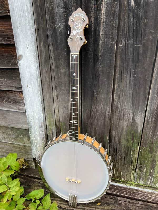 The Bacon Blue Ribbon Style A Tenor Banjo with Original Koverite Case Natural 1920s image 1