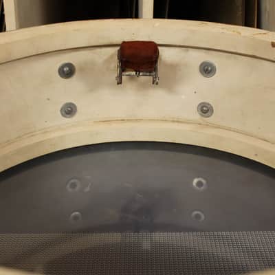 1930s Leedy 5x14 Broadway Snare Drum in White Marine Pearl Full Dress image 5