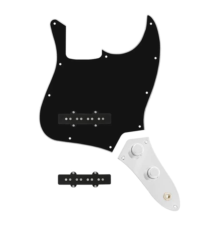 920D Custom Jazz Bass Loaded Pickguard With Pocket (Vintage) Pickups, Black Pearl Pickguard, and JB-CON-C Control Plate image 1