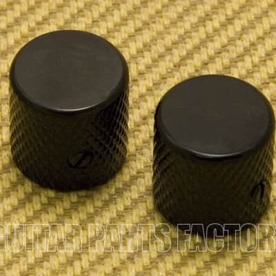 MK-004-BK (2) Black Metal Flat-Top Knobs For Guitar/Bass