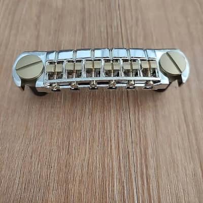 Paul Reed Smith PRS Adjustable Stoptail Tailpiece Bridge with Metric Studs - Chrome Brass image 2