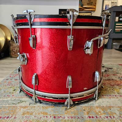 Ludwig Super Classic 22-16-13" 3-ply Drum Kit in Red Sparkle - Keystone Badge 1964 image 5