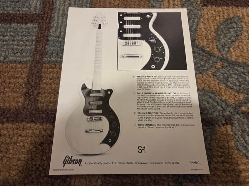 Vintage 1978 Gibson S-1 Control Layout Spec. Sheet! Rare, Original Case Candy, Paperwork!