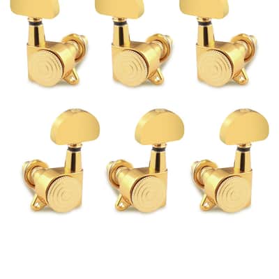Locking Guitar String Tuning Pegs Sealed Guitar Machine Heads Tuners Tuning Keys 1:18 Ratio 3 Left 3 Right for Electric Guitar or Acoustic Guitar Half Round Head Gold. image 2