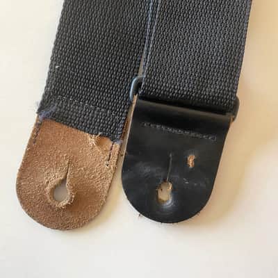 1980s Jackson Guitar Strap - Black with Leather image 4