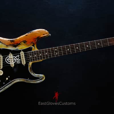 Fender Stratocaster Yellow/Copper Hot Lava Super Heavy Aged Relic by East Gloves Customs image 20