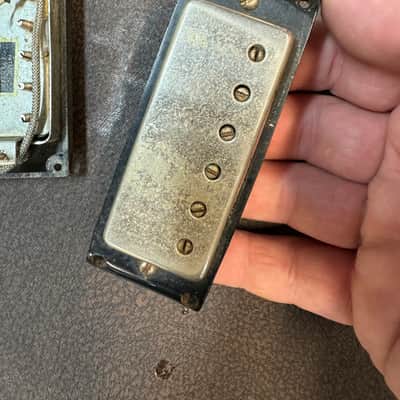 Epiphone Gibson Mini Humbucker Nickel Patent Sticker Pickup Set Wilshire Sheraton 1963 image 7