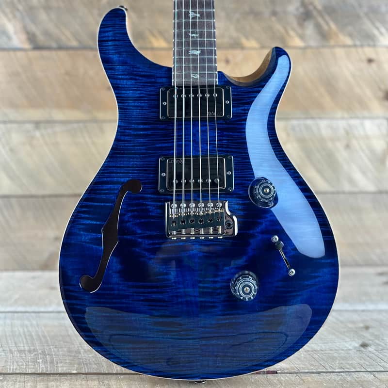 PRS Wood Library Custom 24 Semi-Hollow Flame Maple 10 Top - Whale Blue 386418 image 1