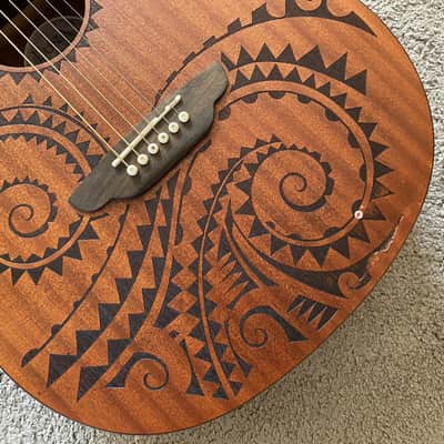 Luna Tattoo 40 Inch Acoustic Guitar, Mahogany Body, Mahogany Neck, Rosewood Fingerboard image 2