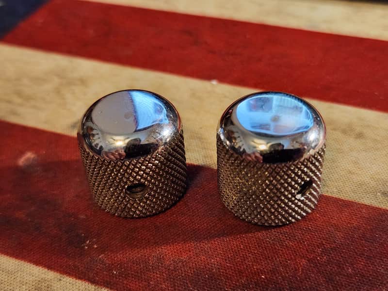 Original Vintage Fender Telecaster Knobs 1954 Chrome P bass image 1