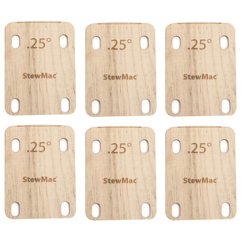 StewMac Neck Shims for Guitar, Shaped - 6 Pack of 0.25 Degree Shims image 1