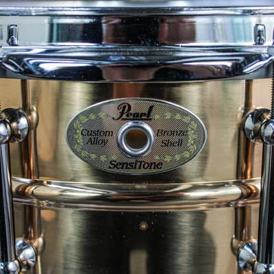 Pearl 5.5" x 14" Pearl Bronze Sensitone Snare Drum with Tube Lugs - Early 2000's image 6