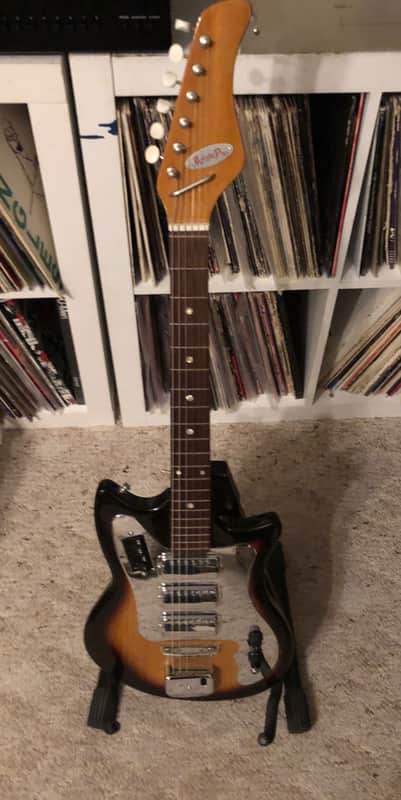 Teisco Melody Plus 3 Pickup Sunburst Solid Body Guitar - Vintage 60's W/Hard Case image 1