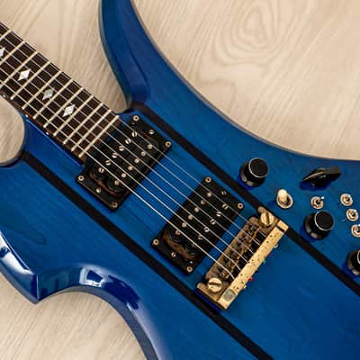 1980s B.C. Rich USA Mockingbird Neck Through Vintage Guitar Transparent Blue w/ Mono Case image 6