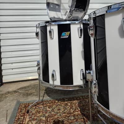 1970s Ludwig Vistalite Pro Beat 6pc Shell Pack 13/14/16/18/24" w/ Matching 5x14" Snare Drum - Pattern (F) Black/White image 5