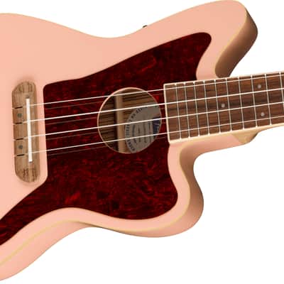 Fender Fullerton Jazzmaster Uke, Walnut Fingerboard, Tortoiseshell Pickguard - Shell Pink image 3