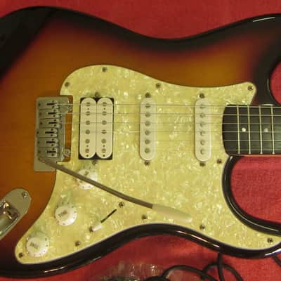 Optek Fretlight 400 Series strat-Style Electric guitar - 3 tone sunburst with cables image 1
