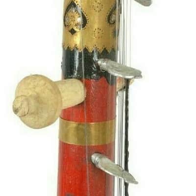 Handmade Ravanahatha Red Black Folk Fiddle Sarangi Ravanhatta Rajasthani Musical String Instrument image 8