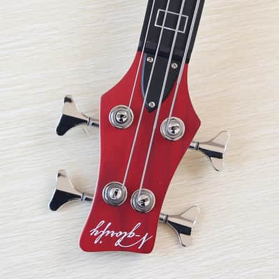 Red Custom 4 String Electric Bass, Ash Wood Body, Maple Neck, 24 Frets Fingerboard image 5