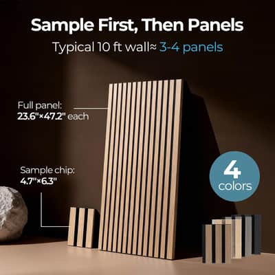 2 Pack Wood Panels-3D Slat Wall Panelling for Wall-Ceiling and Sound Absorbing - Wooden Wall Panels for Living Room, Bedroom image 3