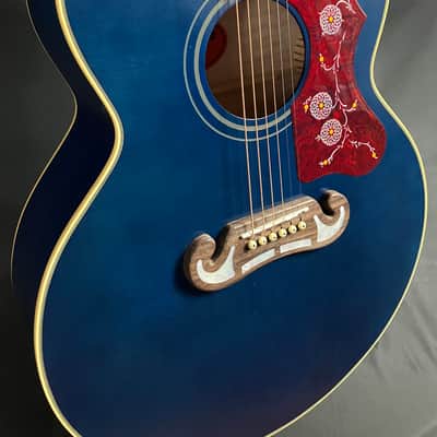 Epiphone 'Inspired by Gibson' J-200 Jumbo Acoustic-Electric Guitar Viper Blue Finish w/ Case image 5